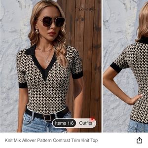 Knit all over pattern top, shein